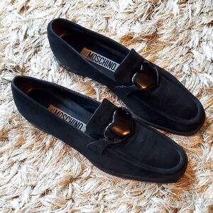 MOSCHINO black suede loafers